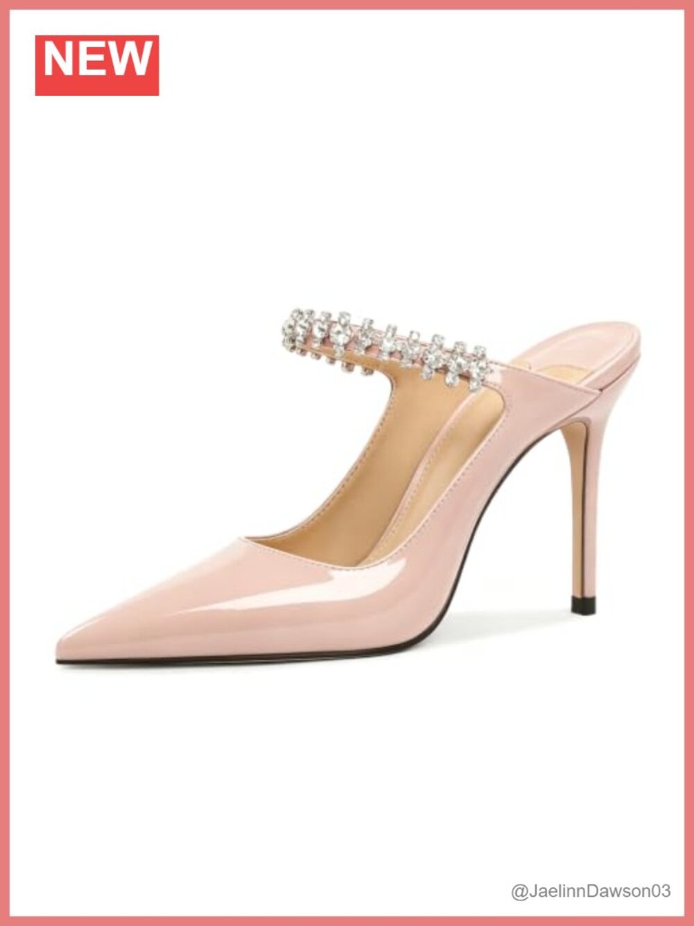 Rhinestone Crystal Strap Mule Heels Women Pointed Toe Closed Toe Stiletto